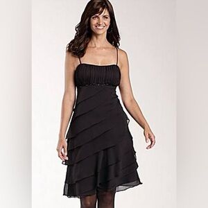 S.L.Fashions Elegant Black Layered Dress